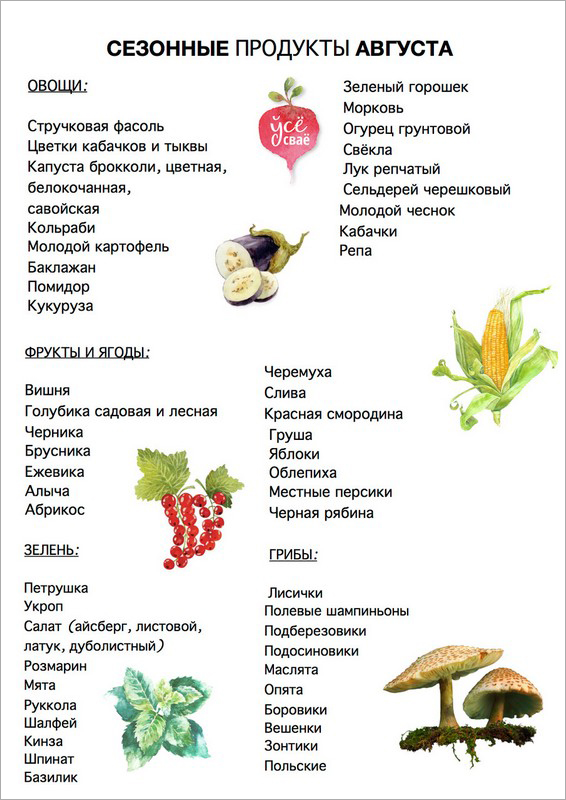 Карта сезонности продуктов